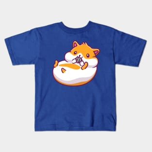 Cute Hamster Eating Sunflower Seed Cartoon Kids T-Shirt